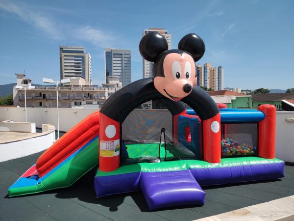 Mickey 3 em 1 - Pula-Pula com escorregador e piscina de bolinhas